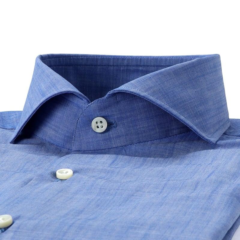 ルイジボレッリ LUIGI BORRELLI ／ 26SS コットンエンドオンエンドホリゾンタルカラードレスシャツ「FELICE（SR11001）」（ブルー）の画像