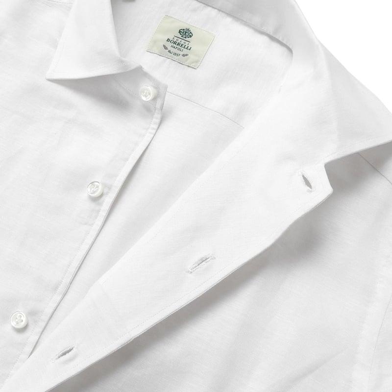 ルイジボレッリ LUIGI BORRELLI ／ 26SS コットンリネンイタリアンカラードレスシャツ「NISIDA（SR11003）」（ホワイト）の画像