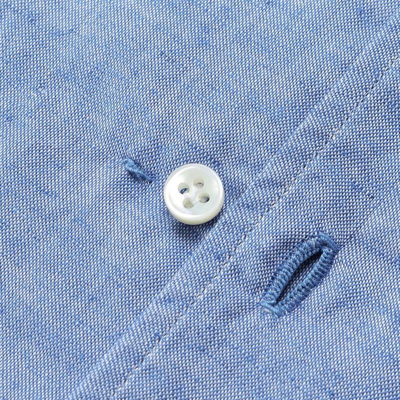ルイジボレッリ LUIGI BORRELLI ／ 26SS コットンリネンイタリアンカラードレスシャツ「NISIDA（SR11003）」（ブルー）の画像