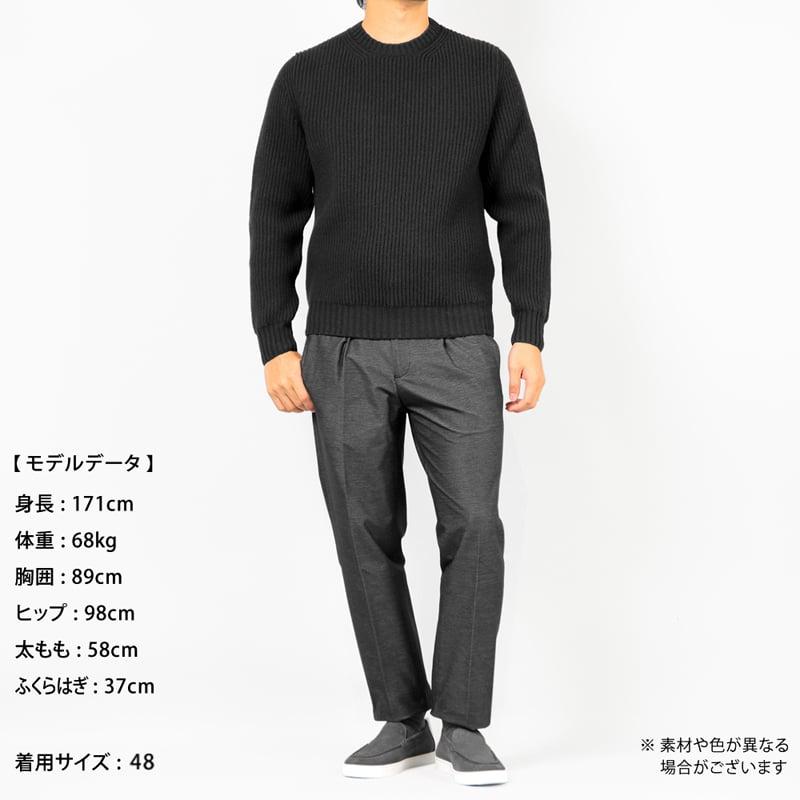 【SALE】マックジョージ MC GEORGE ／ ウールカシミヤローゲージリブ編みリアルフィッシャーマンズセーター「A0617/3/14」（ブラック）の画像