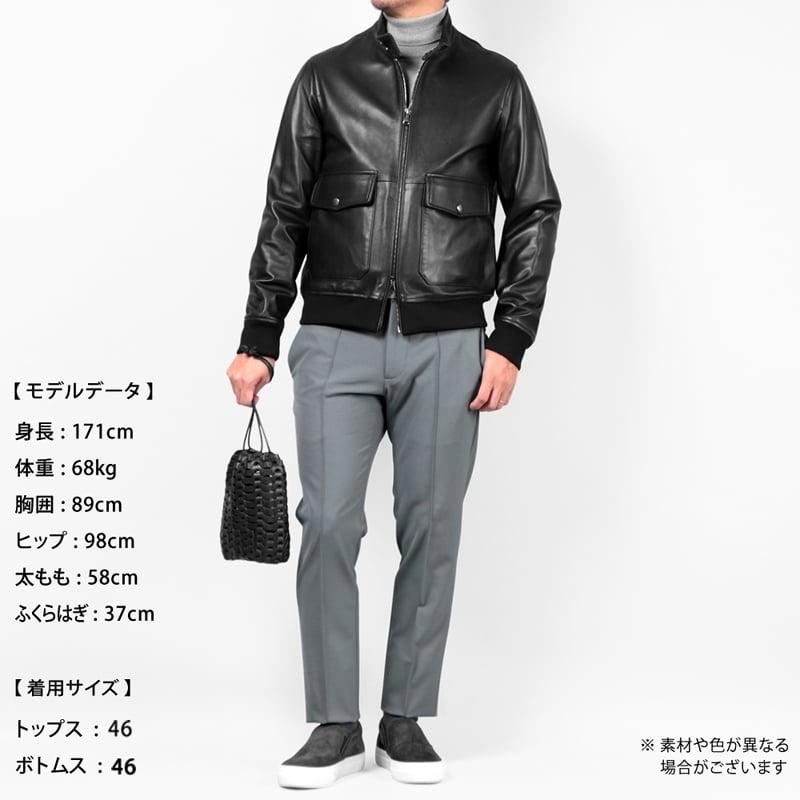 イルミーチョ il micio ／ バケッタレザーイントレチャートドローストリングバッグ「B-65」（ブラック）の画像