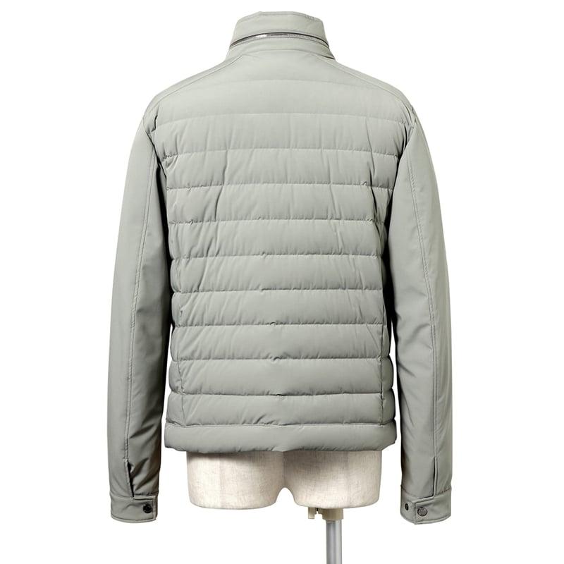 【SALE】ムーレー MOORER ／ 撥水二軸性ストレッチマットナイロンライダースダウンジャケット「FILIPPO-KN」（GHIACCIO／アイスグレー）の画像
