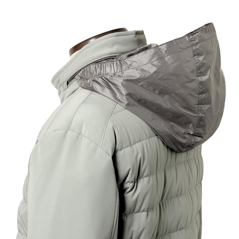 【SALE】ムーレー MOORER ／ 撥水二軸性ストレッチマットナイロンライダースダウンジャケット「FILIPPO-KN」（GHIACCIO／アイスグレー）の画像