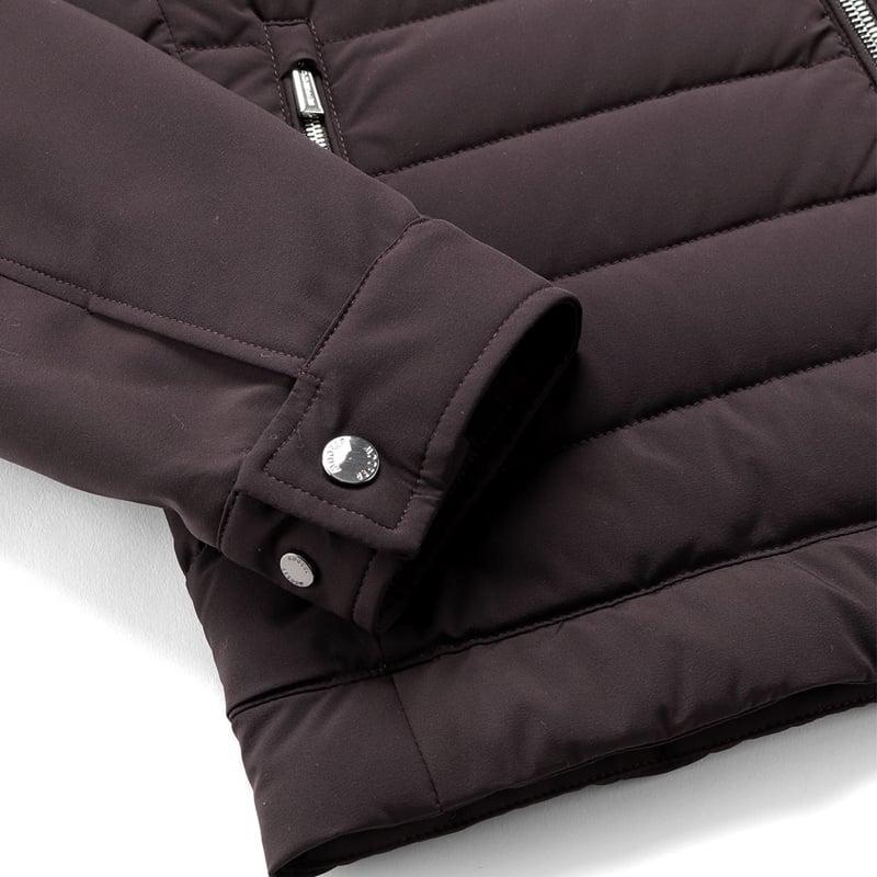 【SALE】ムーレー MOORER ／ 撥水二軸性ストレッチマットナイロンライダースダウンジャケット「FILIPPO-KN」（BORDEAUX／ダークボルドー）の画像
