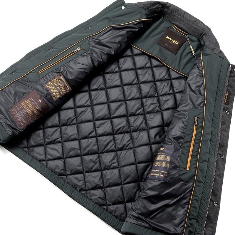 【SALE】ムーレー MOORER ／ 撥水超軽量ストレッチマットナイロンキルティングブルゾン「DARDANO-S3C」（MALACHITE／マラカイトグリーン）の画像