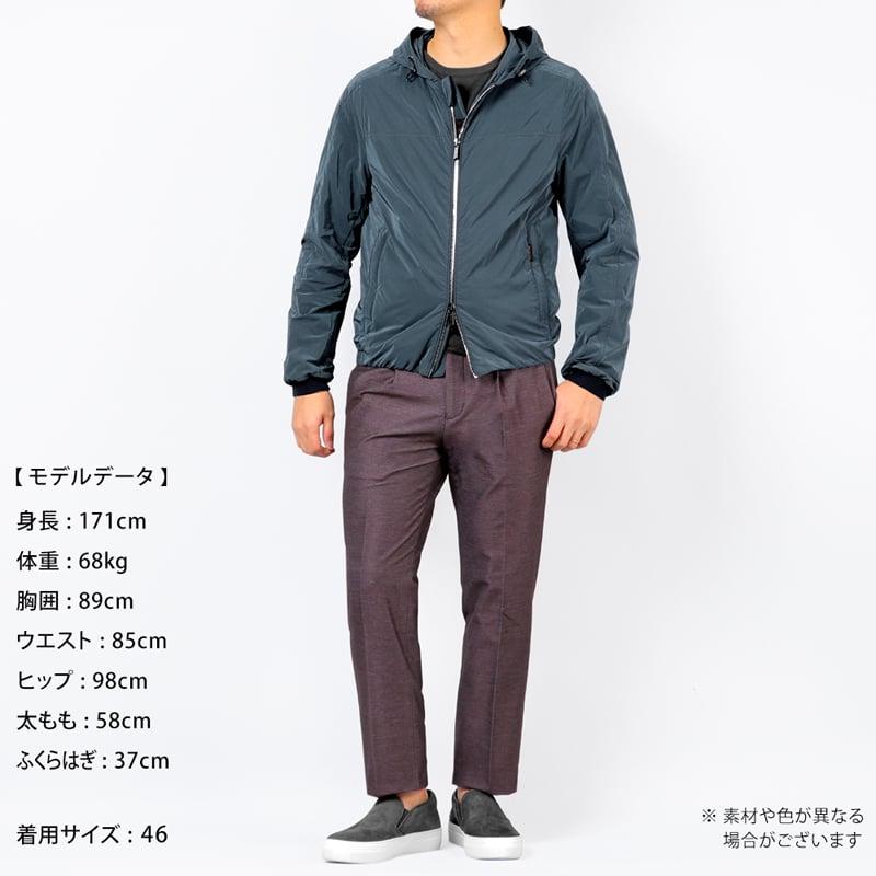 【SALE】 ムーレー MOORER ／国内正規品／ 撥水軽量シルキーマットナイロンフーデッドブルゾン「ALBORI-OS」（DENIM／ブルーグレー）の画像