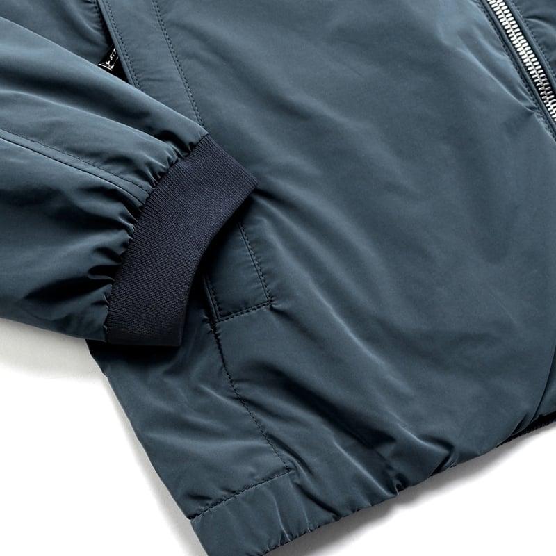 【SALE】 ムーレー MOORER ／国内正規品／ 撥水軽量シルキーマットナイロンフーデッドブルゾン「ALBORI-OS」（DENIM／ブルーグレー）の画像