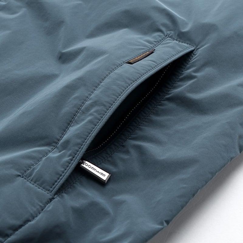 【SALE】 ムーレー MOORER ／国内正規品／ 撥水軽量シルキーマットナイロンフーデッドブルゾン「ALBORI-OS」（DENIM／ブルーグレー）の画像