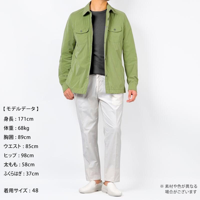 【SALE】 ムーレー MOORER ／国内正規品／ 撥水軽量シルキーマットナイロンシャツアウター「ATLAS-OS」（MILITARE／グレイッシュカーキ）の画像