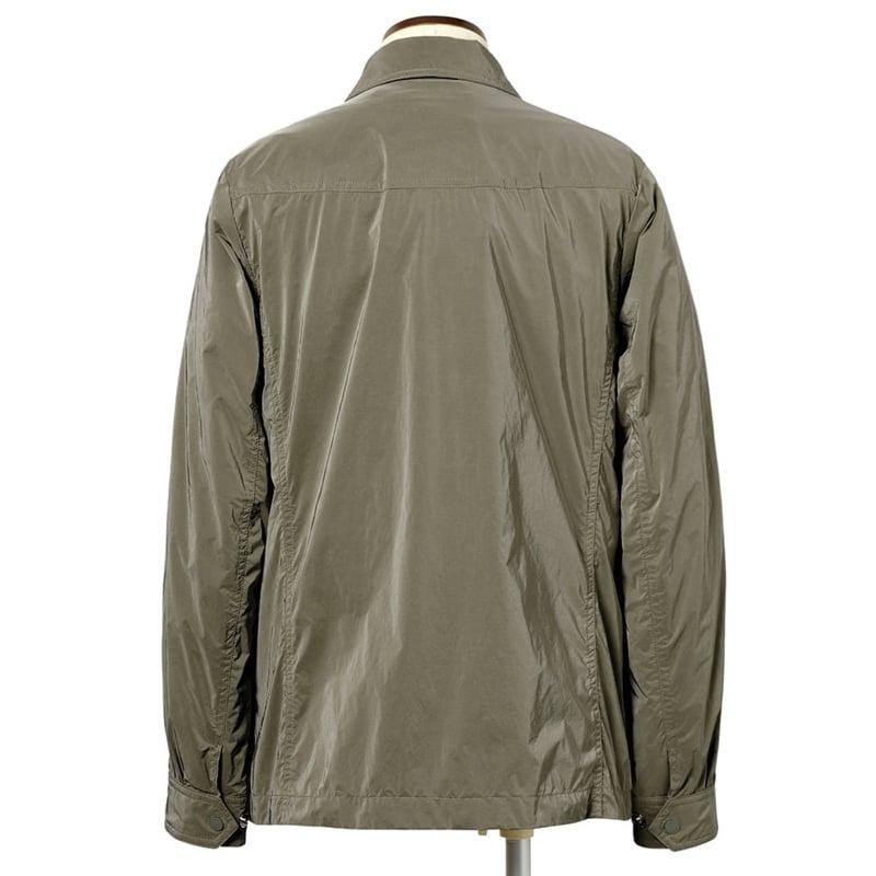 【SALE】 ムーレー MOORER ／国内正規品／ 撥水軽量シルキーマットナイロンシャツアウター「ATLAS-OS」（MILITARE／グレイッシュカーキ）の画像