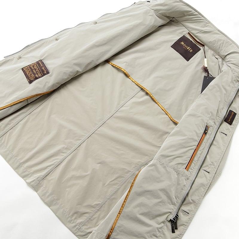 【SALE】 ムーレー MOORER ／国内正規品／ 撥水軽量シルキーマットナイロン立ち襟ミリタリージャケット「PORTO-OS」（MARMO／サンドベージュ）の画像