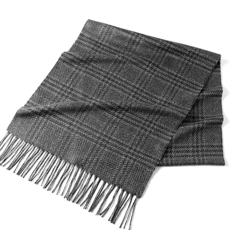 ピアチェンツァ シルクカシミヤ マフラー グレーxチャコールグレー【メンズ】 PIACENZA（ピアチェンツァ） PIACENZA ／ シルクカシミヤカルゼグレン