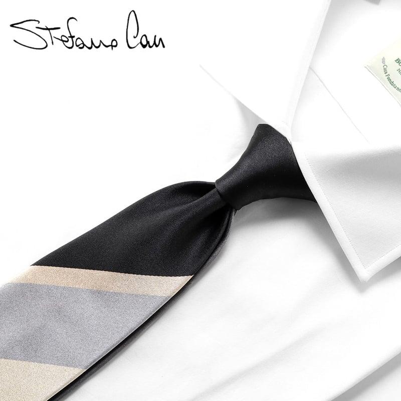 ステファノカウ(Stefano Cau) パネルストライプネクタイ STEFANO CAU ステファノカウ Stefano Cau ／ シルクサテンパネル