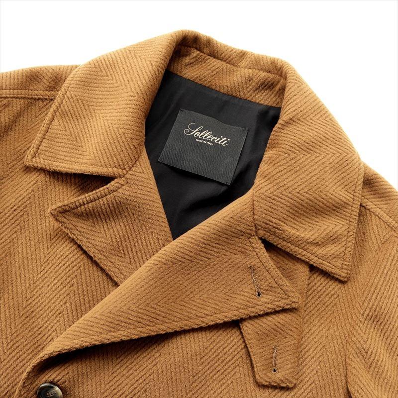 【SALE】ソレシティ Solleciti ／ 23-24AW カシミヤタッチポリエステルヘリンボーンピーコート「FSM0B3013040」（ブラウン）の画像