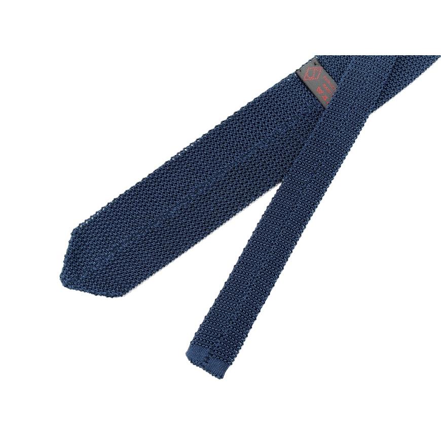 SOZZI ／ シルクカノコ編みソリッドニットネクタイ「TRICOT CLASSICO SOLID」（ブライトネイビー） 【切替】