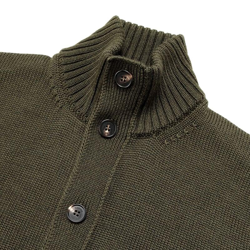 ZANONE 46 オリーブ色　CHIOTO 5G ウール スタンドカラー ニットブルゾン【CHIOTO/SLIM FIT