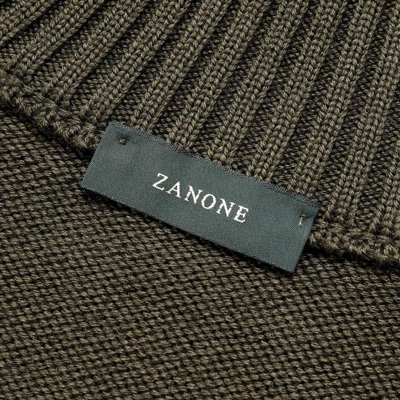 ZANONE 46 オリーブ色　CHIOTO 5G ウール スタンドカラー ニットブルゾン【CHIOTO/SLIM FIT