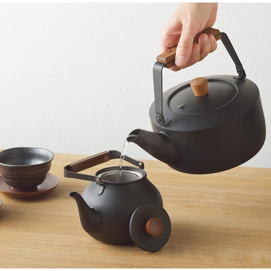 送料無料 宮崎製作所 茶き くろいろケトル 大 2.0L 黒 IH対応 CHA-12 HNMの画像