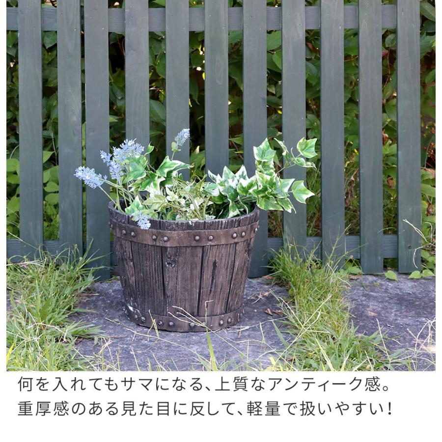 FRP製バレル型プランター 小（直径24cm） EBP-24DBR 幅24 奥行24 高さ17 cm アンティーク プランター 円形 樽型 植木鉢 住まいスタイル |  | 03