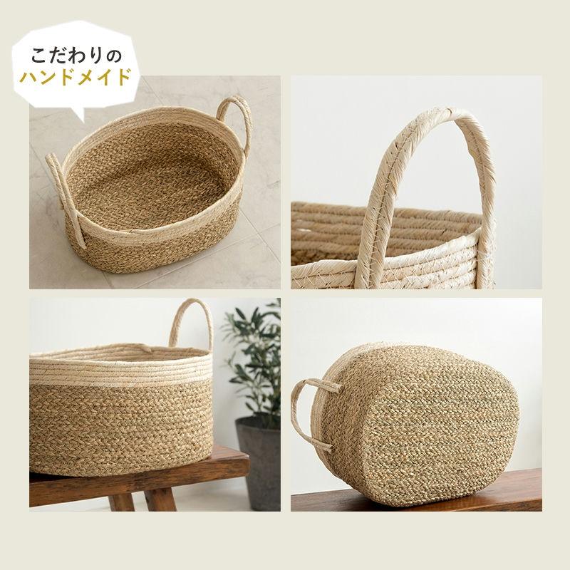 天然素材バスケット シーグラス  オーバル2個セット(持ち手付き) S/L  IW-23 バスケット 収納 かご 籠 収納ボックス 小物収納 軽量 ランドリー 岩附 iwatsuki | 岩附 | 13