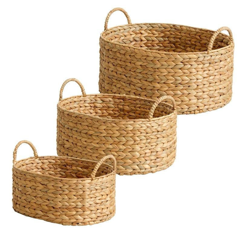天然素材バスケット ウォーターヒヤシンス オーバル3個セット(持ち手付き) S/M/L IW-58 バスケット 収納 かご 収納ボックス 小物収納 軽量 岩附 iwatsuki | 岩附 | 19