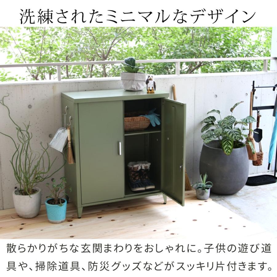 スチール収納庫 「LUXON（ルクソン）」 ST-002<br>ベランダ 物置 収納庫 幅73 奥行40 高さ89.5 大容量 鍵付き 開き戸 小型 物置き 倉庫 おしゃれ シンプル |  | 04