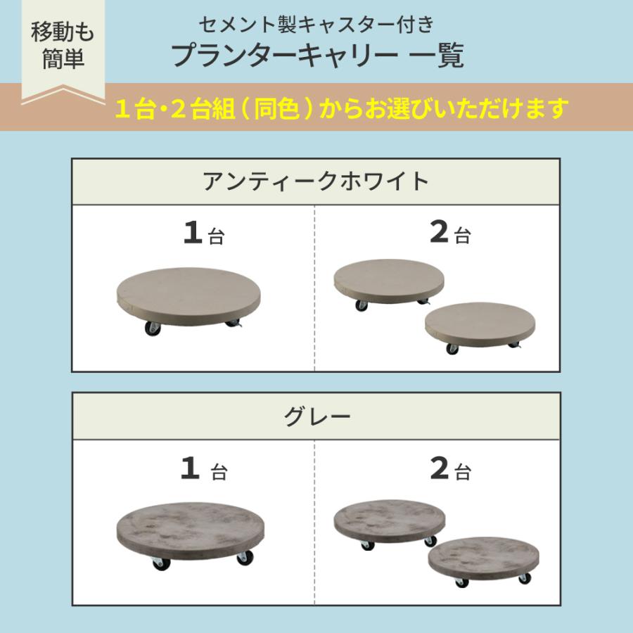 セメント製キャスター付きプランターキャリー36cm 2台組 TR360-2P<br> 直径36 スタンド フラワースタンド ベース キャスター 台車 鉢置き 花台 プランター |  | 08