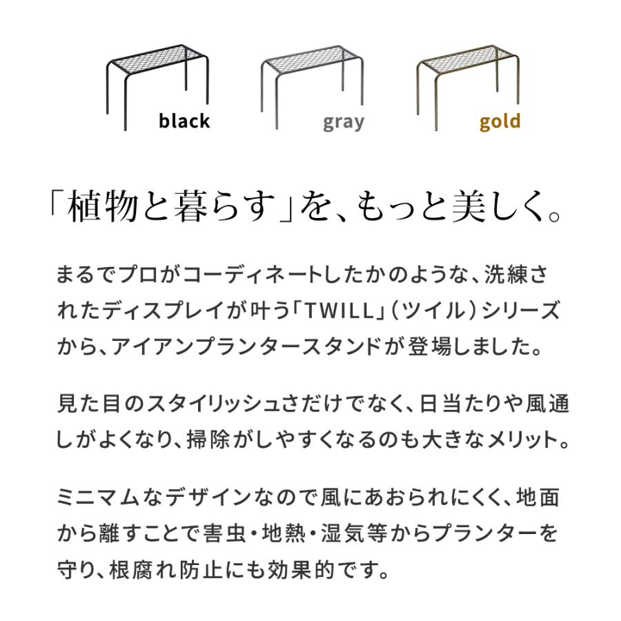 アイアンプランタースタンド「TWILL」(ツイル) 大サイズ TW006<br>幅60 高さ35 フラワースタンド 網 脚付き ガーデンラック 鉢置き 園芸ラック 花台 |  | 01