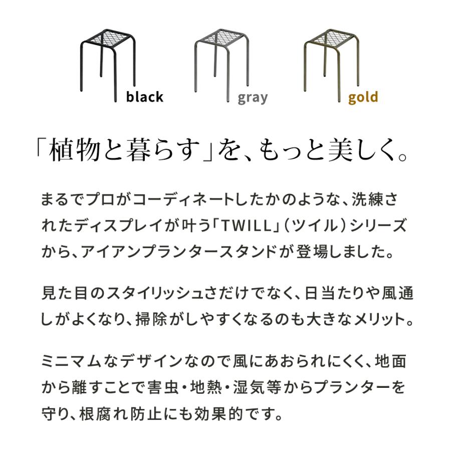 アイアンプランタースタンド「TWILL」(ツイル) ハイサイズ TW009<br>幅25 高さ3 フラワースタンド 網 脚付き ガーデンラック 鉢置き 園芸ラック 花台 |  | 01