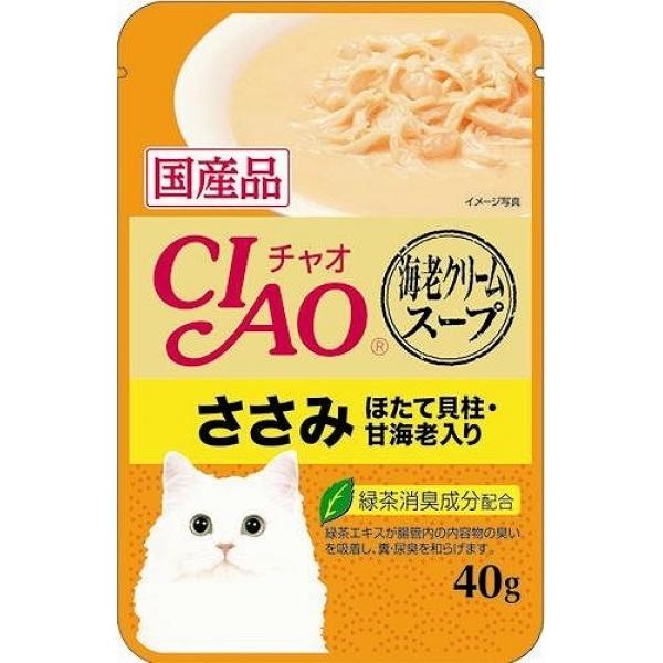 猫のごはん いなば チャオパウチかつおささみだし海老クリームスープ40g 24袋