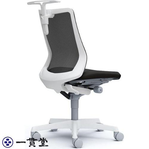 CB32WW FKA1|オカムラ フルーエント ローバック 肘なし ハンガー付 ナイロンキャスター 白脚 ホワイト/ブラック 1台(メーカー直送の画像