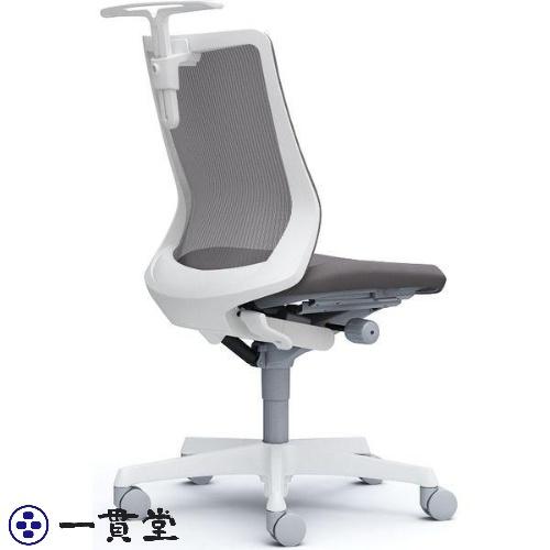 CB32WW FKA2|オカムラ フルーエント ローバック 肘なし ハンガー付 ナイロンキャスター 白脚 ホワイト/ミディアムグレー 1台(メの画像