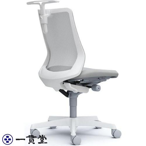 CB32WW FKA3|オカムラ フルーエント ローバック 肘なし ハンガー付 ナイロンキャスター 白脚 ホワイト/ライトグレー 1台(メーカーの画像