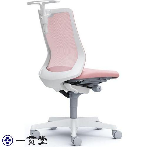 CB32WW FKA7|オカムラ フルーエント ローバック 肘なし ハンガー付 ナイロンキャスター 白脚 ホワイト/ペールピンク 1台(メーカの画像