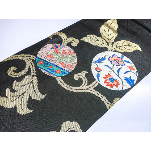 京都一輝堂》【着物】アンティーク 丸帯 金通し 金糸 刺繍