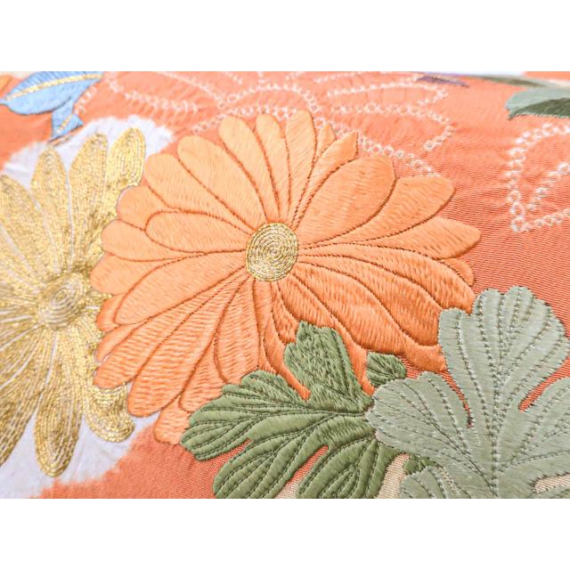 京都一輝堂》【着物】アンティーク 丸帯 袋帯 絞り お太鼓柄 金駒刺繍 