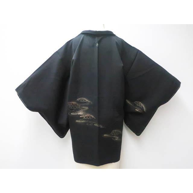 京都一輝堂》【着物】黒羽織 縫い紋 絵羽柄 ぼかし 流水に草文 羽織り