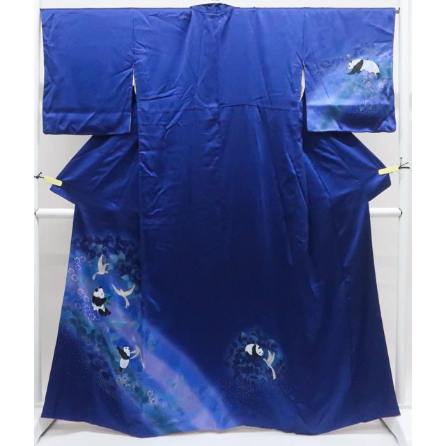 京都一輝堂》訪問着 オリジナル ぼかし染 金彩友禅 パンダ 正絹 着物