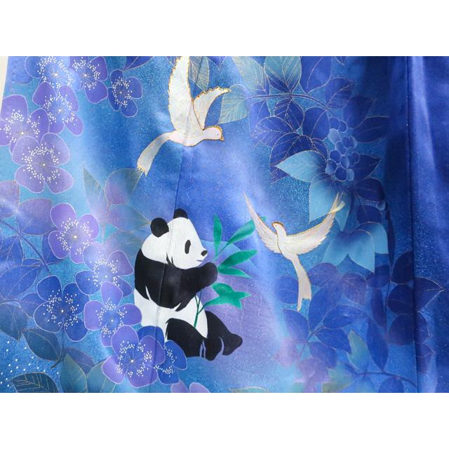 京都一輝堂》訪問着 オリジナル ぼかし染 金彩友禅 パンダ 正絹 着物