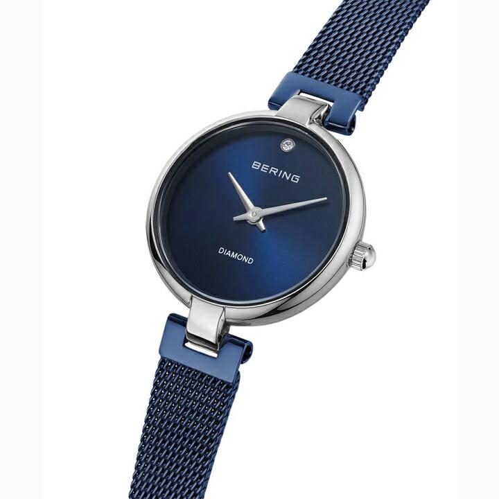 BERING ベーリング Classic Diamond Blue クラシック ダイヤモンド ブルー クォーツ 24mm レディース腕時計 正規品 3年保証 17724-307 17724307の画像