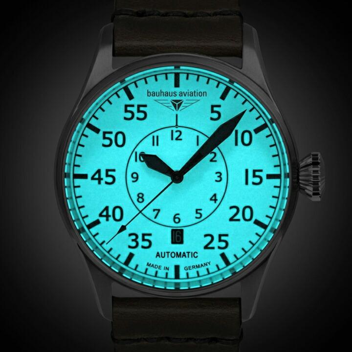 ボーナスストア＋10% bauhaus バウハウス POINTtec（ポインテック社）アヴィエーション 自動巻き 42mm ベージュ蓄光文字盤 ドイツ製 腕時計 正規品 2756-5ATの画像