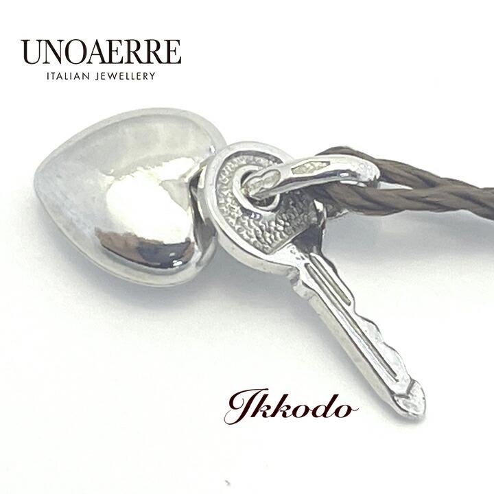 UNOAERRE（ウノアエレ） K18ホワイトゴールド ハート＆鍵 チャーム