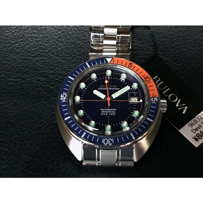 ボーナスストア＋10%  ブローバ BULOVA デビルダイバー 自動巻き 44ミリ ブルーダイヤル 20気圧防水 正規品 96B321の画像