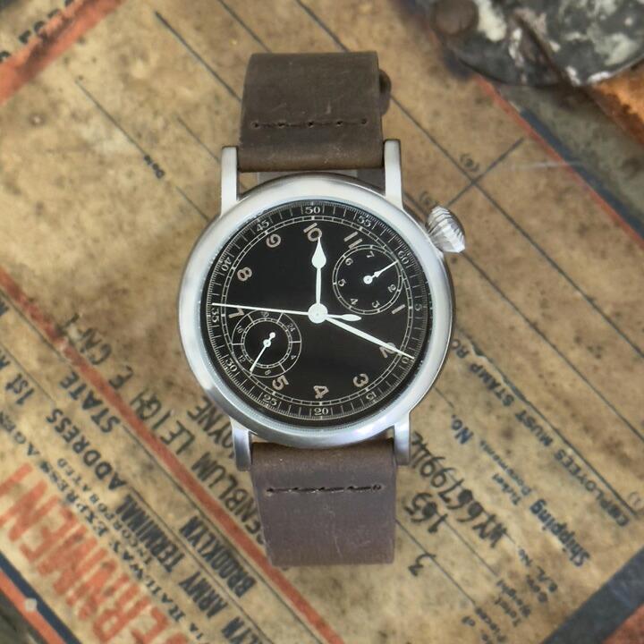 M.R.M.W. モントルロロイ  TYPE A-7 アビエーションハックウォッチ ロンジンタイプ 復刻デザイン クォーツ 38.5mm 正規品 1年保証 ミリタリー A7-BL-05CFLの画像