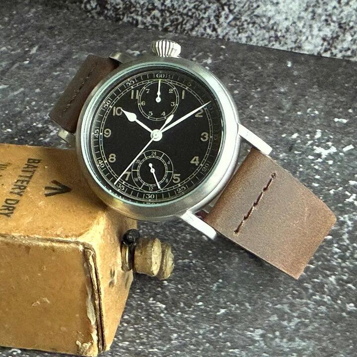 M.R.M.W. モントルロロイ  TYPE A-7 アビエーションハックウォッチ ロンジンタイプ 復刻デザイン クォーツ 38.5mm 正規品 1年保証 ミリタリー A7-BL-05CFLの画像