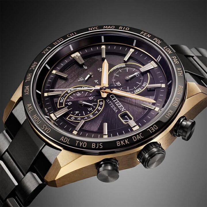 ボーナスストア＋10% LIGHT in BLACK Eco-Drive 50th Anniversary Edition 世界限定2,200本 シチズン アテッサ ACT Line ブラック 電波時計 AT8384-58Eの画像