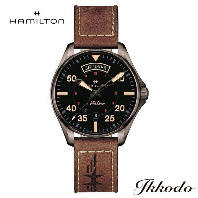 【限定製作】 Pilot パイロットデイデイト カーキ HAMILTON ハミルトン Day H64605531 2年保証 正規品 10気圧防水 ブラックダイアル 自動巻き Auto Date 腕時計
