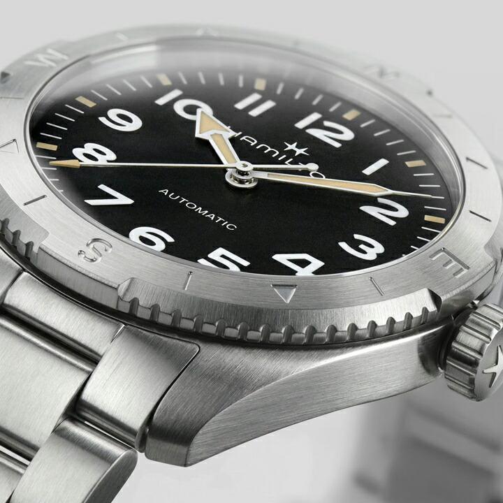 【ご購入特典対象商品】カーキ フィールド エクスペディション 37mm 自動巻き H-10 37ミリ ブラック文字盤 10気圧防水 正規品 2年保証 腕時計 H70225130の画像
