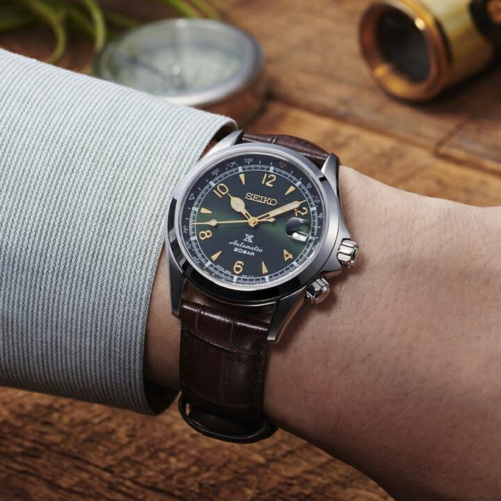 【SEIKO】アルピニスト 自動巻き腕時計 ブラック 20気圧防水 LV1】【ARFBK】フラットベゼル ブラックダイアル アラビア数字