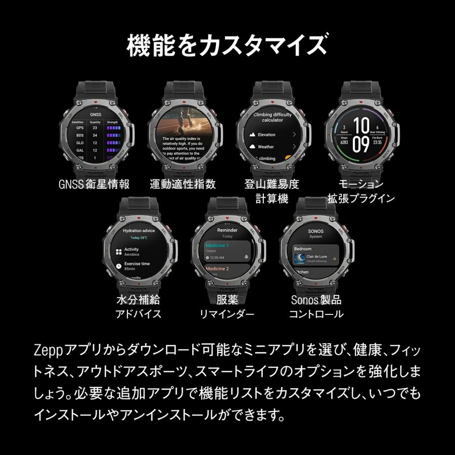 アマズフィット Amazfit ティーレックス3 T-Rex3  スマートウォッチ 登山 アウトドア ヤマレコ ヤマップ GPS コンパス  SP170069の画像